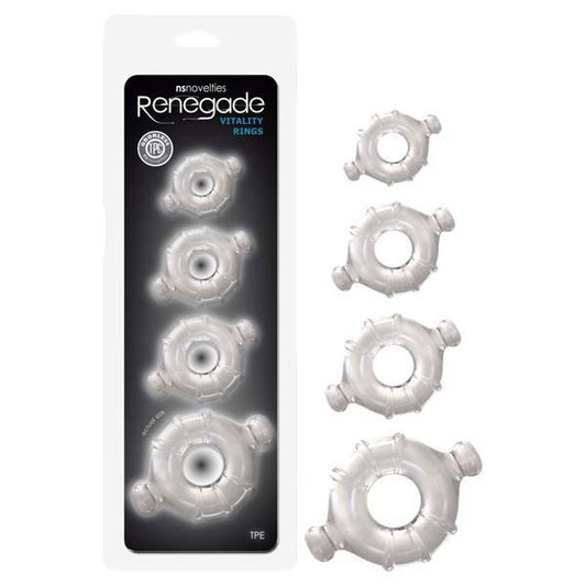 Renegade Vitality Rings Clear Cock Rings Set Of 4 Sizes