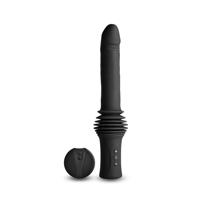 Renegade Super Stroker Black Black 36.8 Cm Usb Rechargeable Thrusting Vibrator With Remote Control & Stand