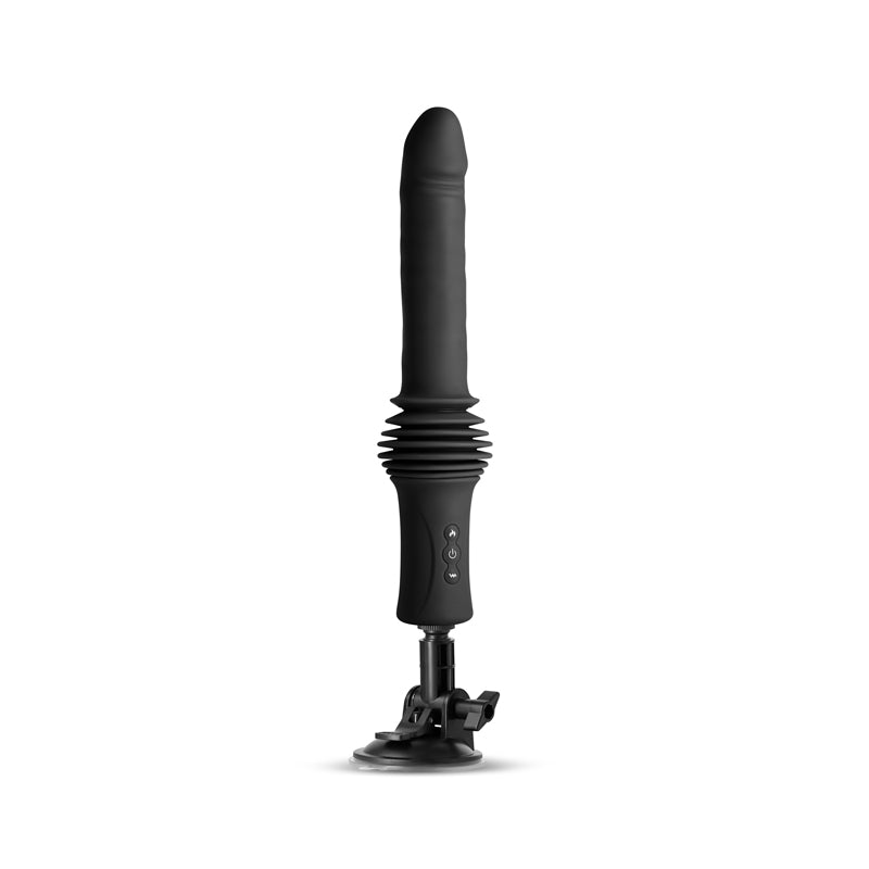 Renegade Super Stroker Black Black 36.8 Cm Usb Rechargeable Thrusting Vibrator With Remote Control & Stand