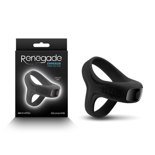 Renegade Emperor Black Black Usb Rechargeable Vibrating Cock & Ball Rings