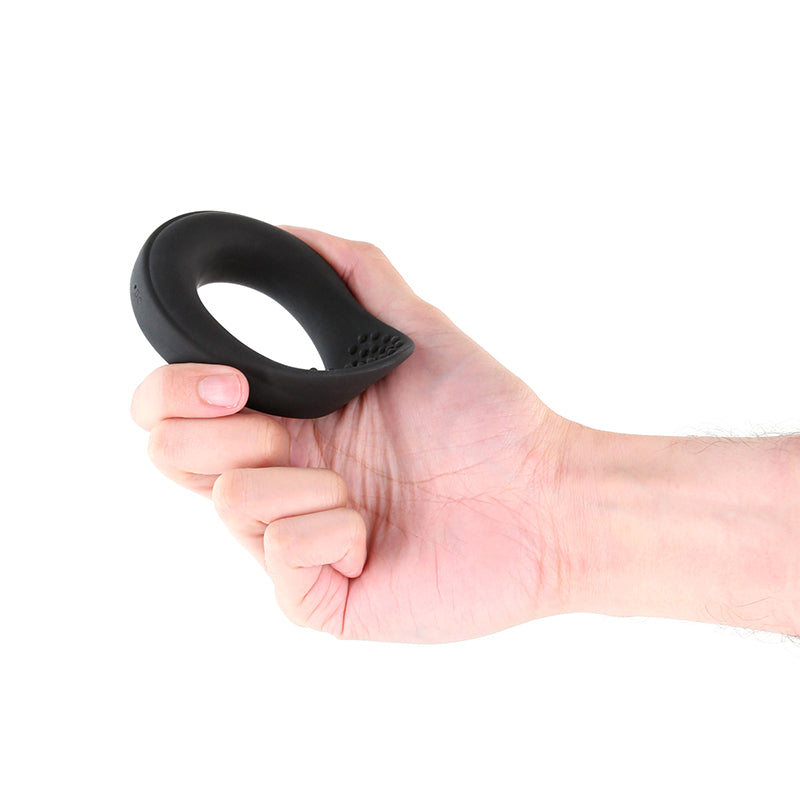 Renegade Slider Black Black Usb Rechargeable Vibrating Cock Ring