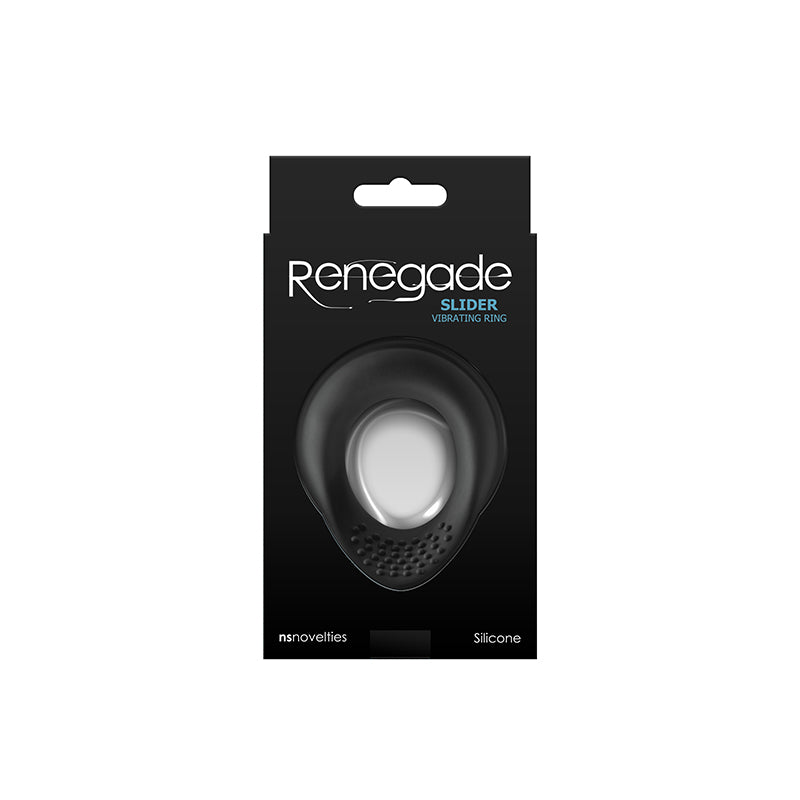 Renegade Slider Black Black Usb Rechargeable Vibrating Cock Ring