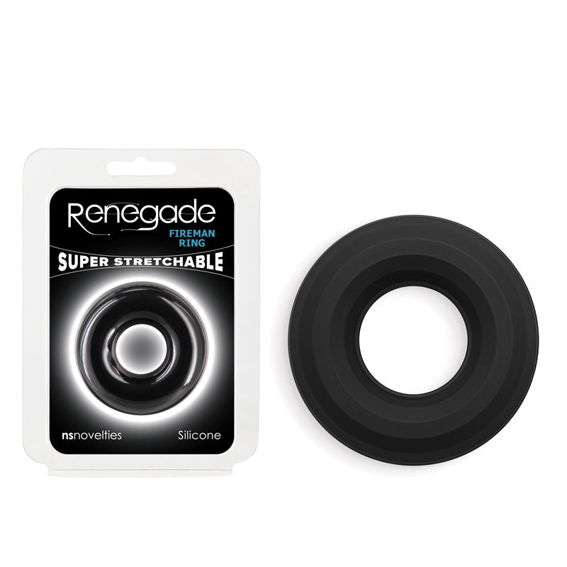 Renegade Fireman Ring Medium Black Black Medium Cock Ring