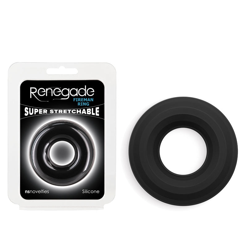Renegade Fireman Ring Large Black Black Large Cock Ring