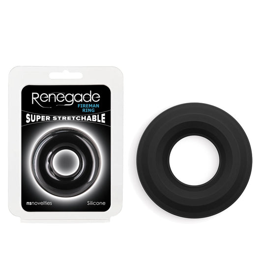Renegade Fireman Ring Large Black Black Large Cock Ring
