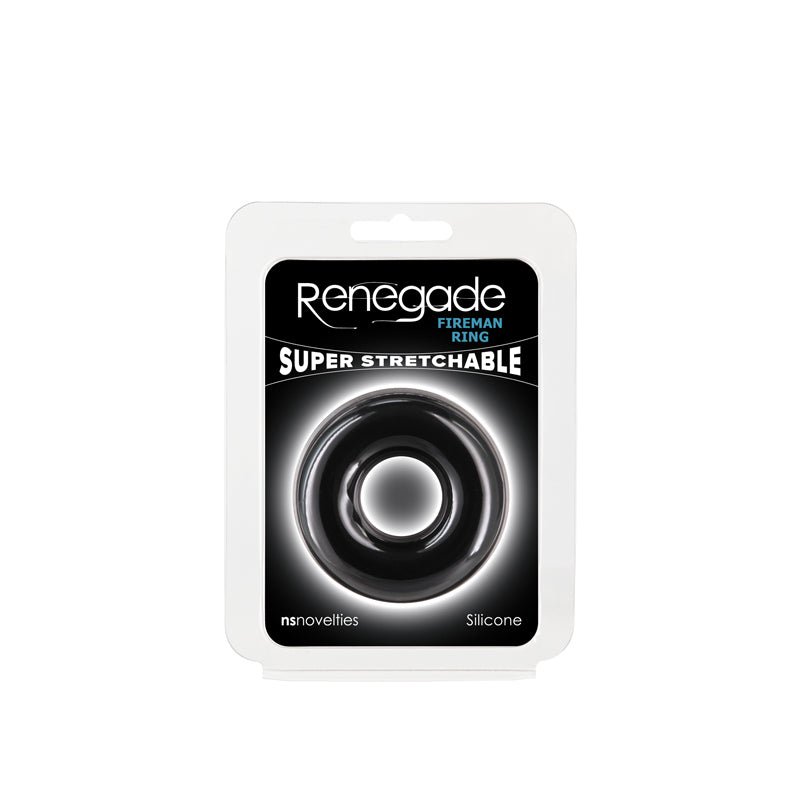 Renegade Fireman Ring Large Black Black Large Cock Ring