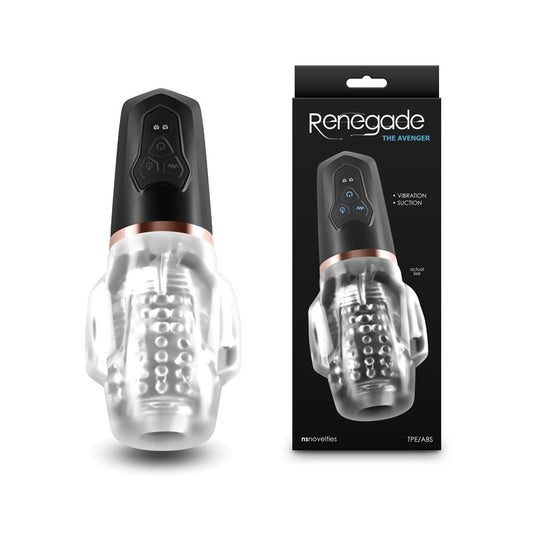 Renegade Avenger Clear/Black Usb Rechargeable Sucking Masturbator