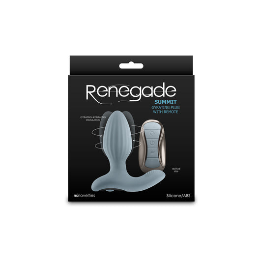 Renegade Summit Grey Grey 10.2 Cm Usb Rechargeable Vibrating Butt Plug With Remote