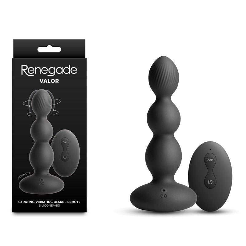 Renegade Valor Black Black 13.7 Cm Usb Rechargeable Vibrating Anal Beads With Wireless Remote