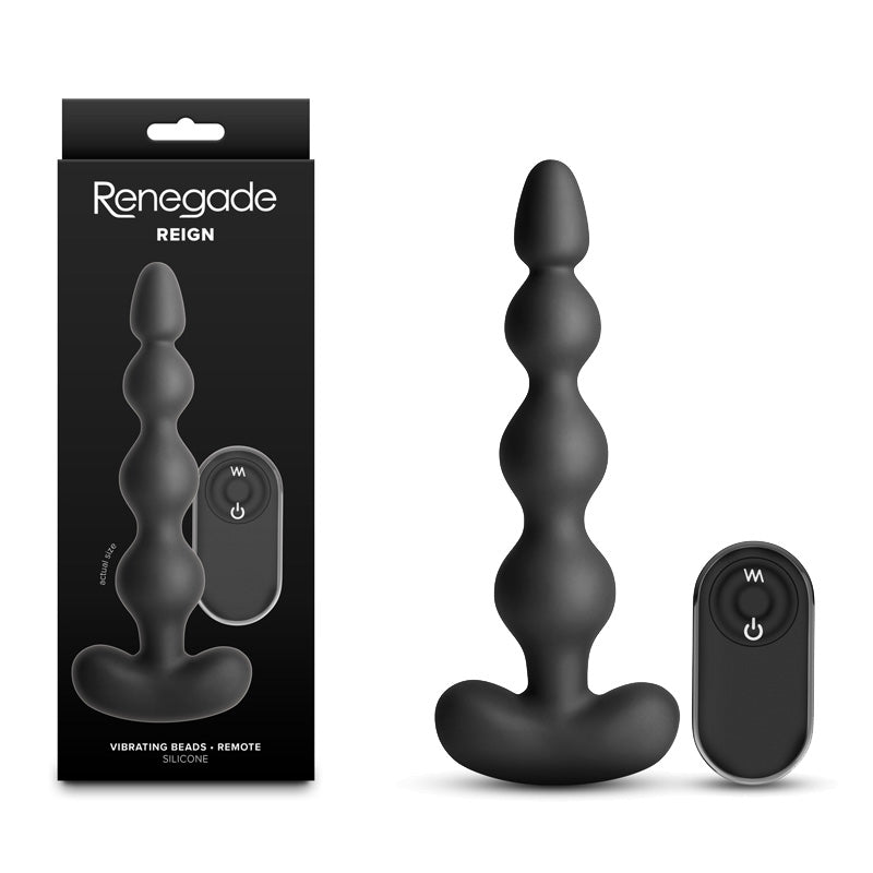 Renegade Reign Black Black 17.9 Cm Usb Rechargeable Vibrating Anal Beads With Wireless Remote