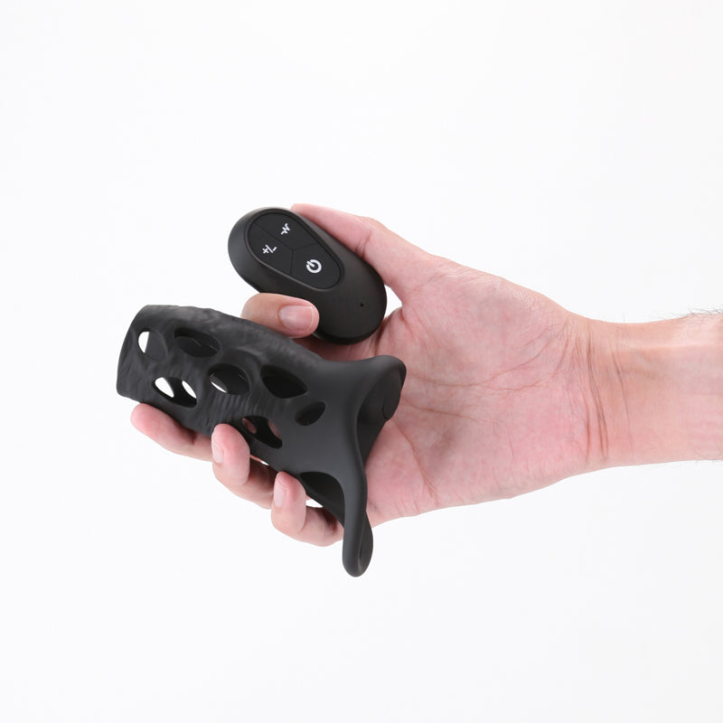 Renegade Edge Black Black Usb Rechargeable Vibrating Penis Sleeve With Wireless Remote