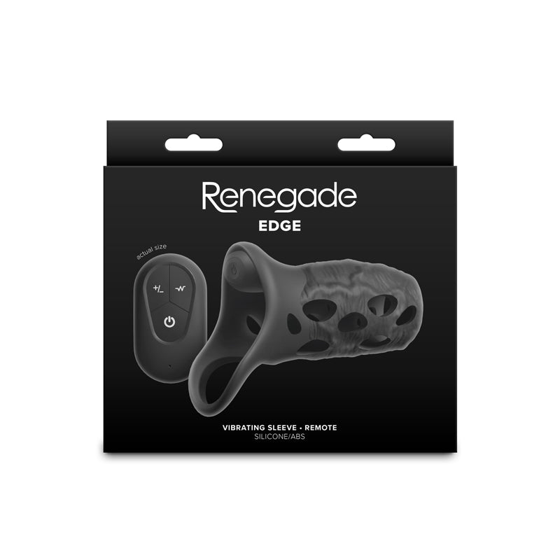Renegade Edge Black Black Usb Rechargeable Vibrating Penis Sleeve With Wireless Remote