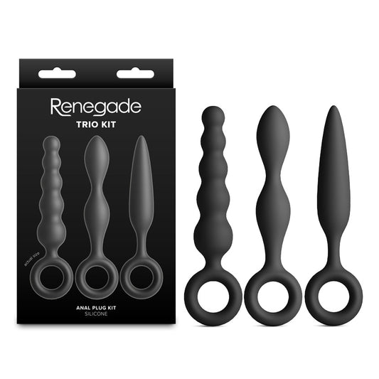 Renegade Trio Kit Black Black Butt Plugs Set Of 3