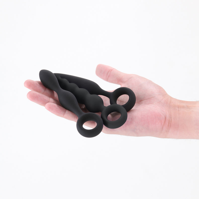 Renegade Trio Kit Black Black Butt Plugs Set Of 3