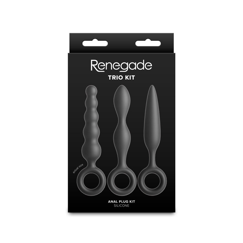 Renegade Trio Kit Black Black Butt Plugs Set Of 3