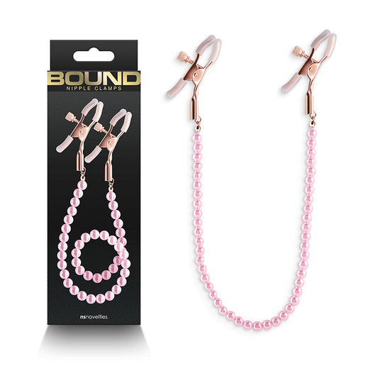 Bound Nipple Clamps Dc1 Pink Gold Nipple Clamps With Pink Pearl Chain