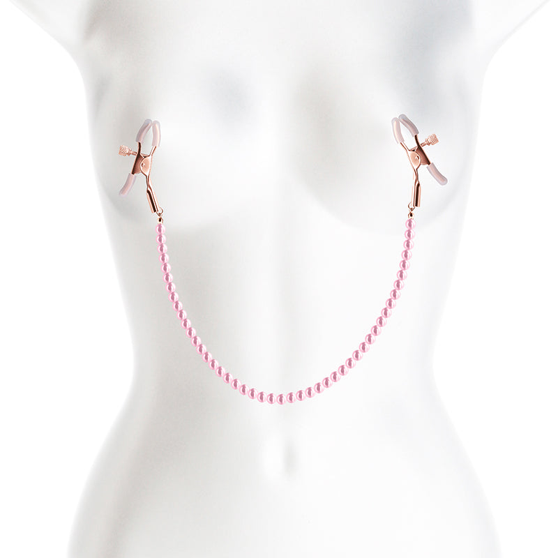 Bound Nipple Clamps Dc1 Pink Gold Nipple Clamps With Pink Pearl Chain