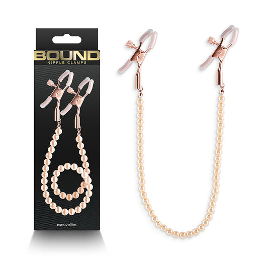 Bound Nipple Clamps Dc1 Rose Gold Rose Gold Nipple Clamps With Gold Pearl Chain