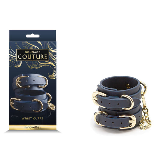 Bondage Couture Wrist Cuffs Blue Blue Restraints