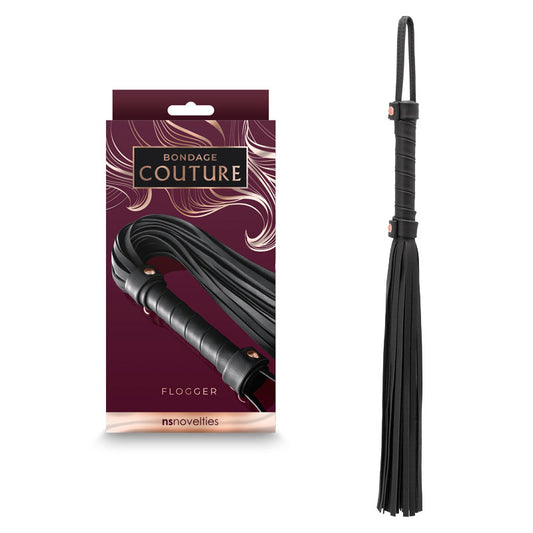 Bondage Couture Flogger Black Black Flogger Whip
