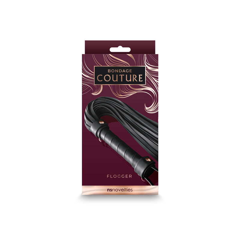 Bondage Couture Flogger Black Black Flogger Whip