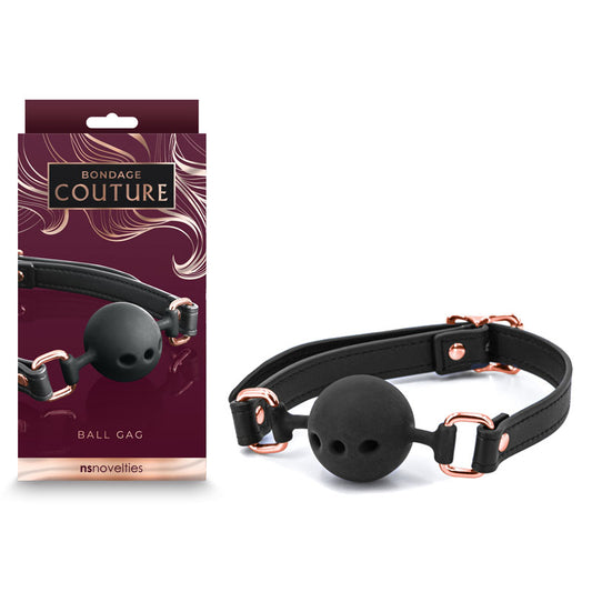Bondage Couture Ball Gag Black Black Mouth Restraint