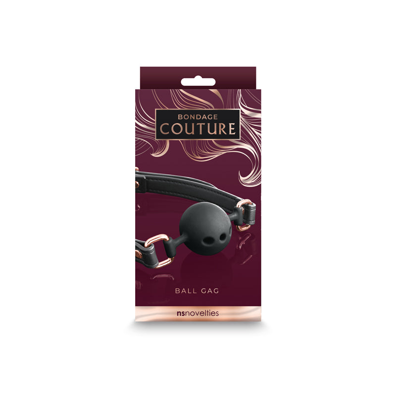 Bondage Couture Ball Gag Black Black Mouth Restraint