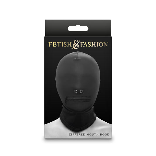 Fetish & Fantasy Zippered Mouth Hood Black Black Hood