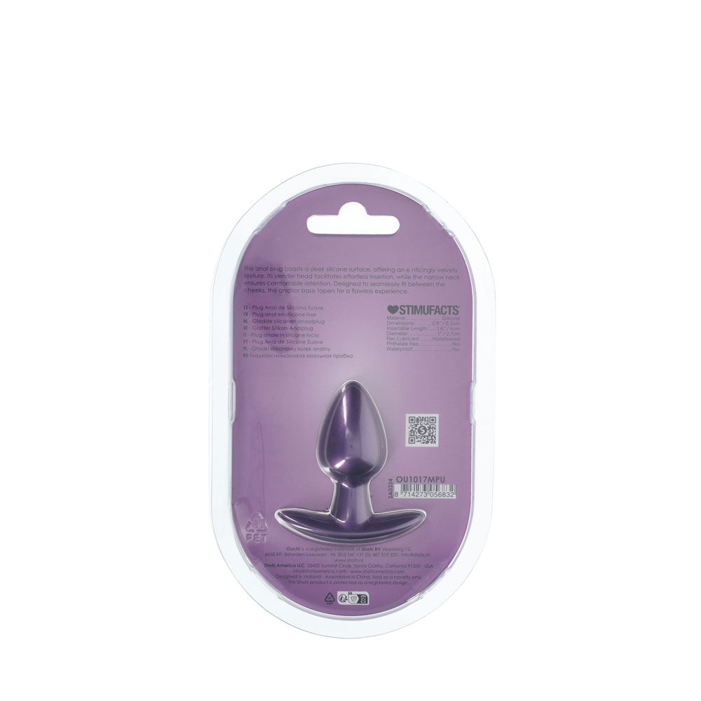 Ouch! Anal Plug Small Metallic Purple Metallic Purple 6.5 Cm Small Butt Plug