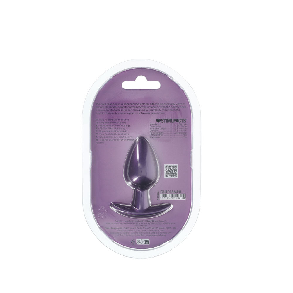 Ouch! Anal Plug Medium Metallic Purple Metallic Purple 7.9 Cm Medium Butt Plug