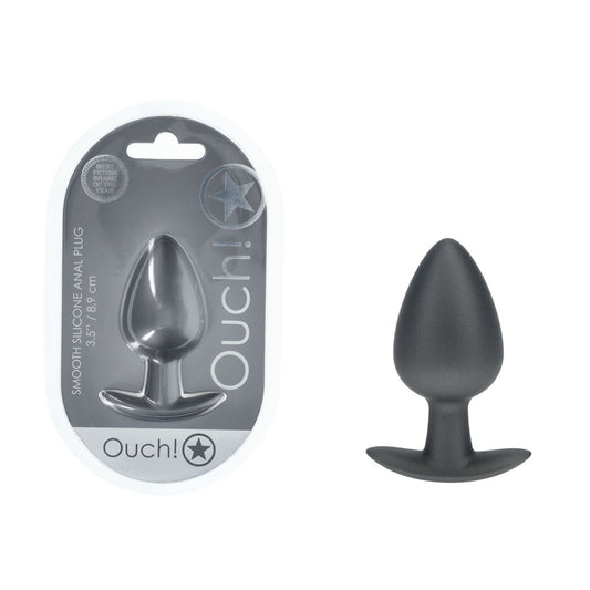 Ouch! Anal Plug Large Gun Metal Gun Metal Grey 8.9 Cm Large Butt Plug