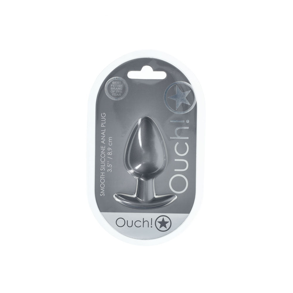 Ouch! Anal Plug Large Gun Metal Gun Metal Grey 8.9 Cm Large Butt Plug