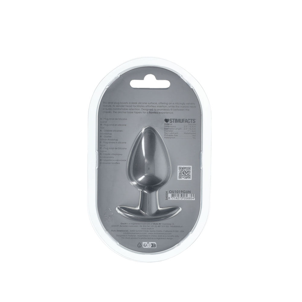 Ouch! Anal Plug Large Gun Metal Gun Metal Grey 8.9 Cm Large Butt Plug
