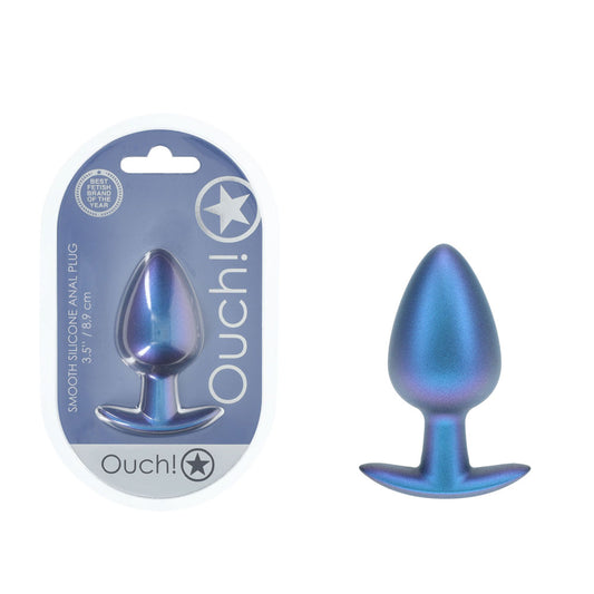 Ouch! Anal Plug Large Metallic Blue Metallic Blue 8.9 Cm Large Butt Plug