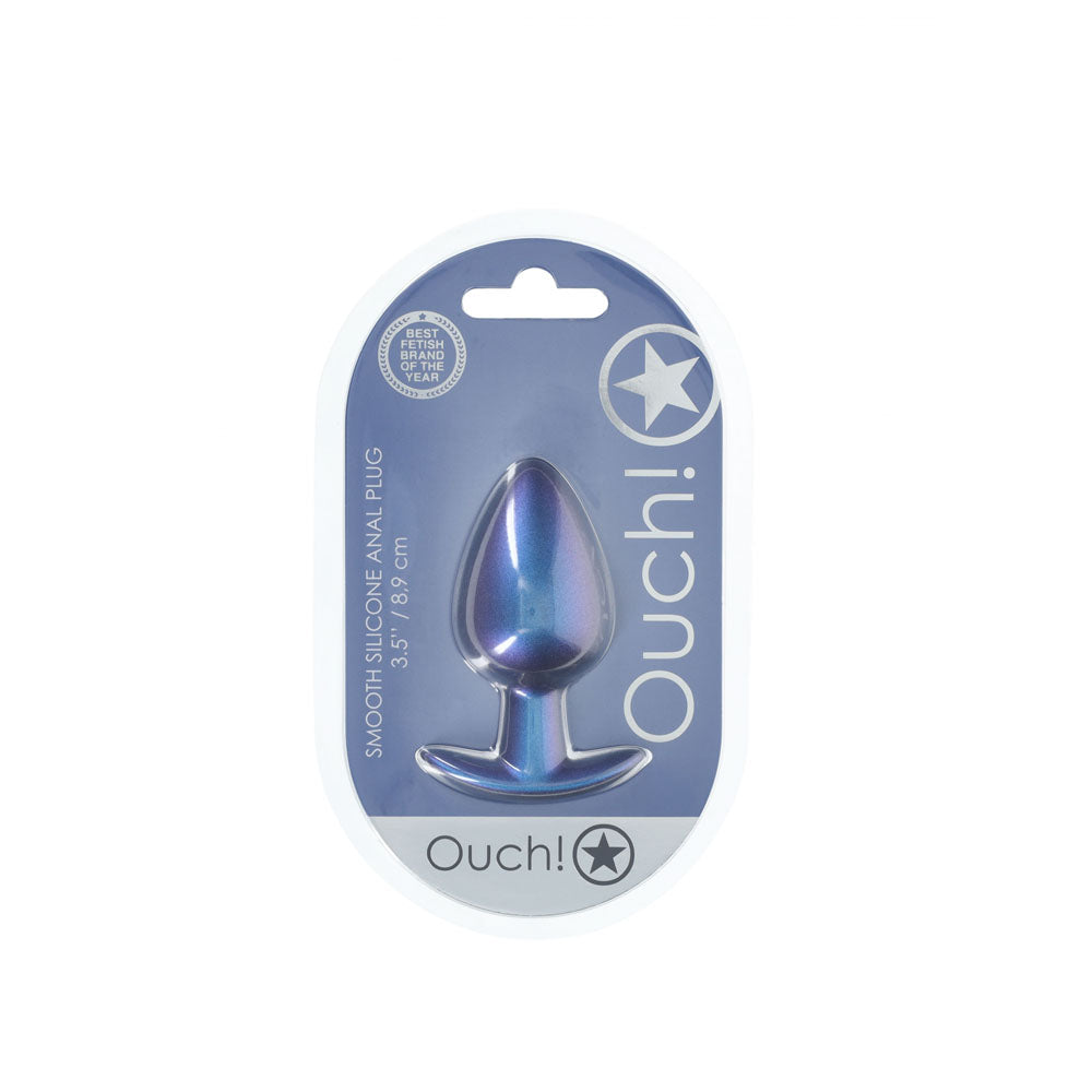 Ouch! Anal Plug Large Metallic Blue Metallic Blue 8.9 Cm Large Butt Plug