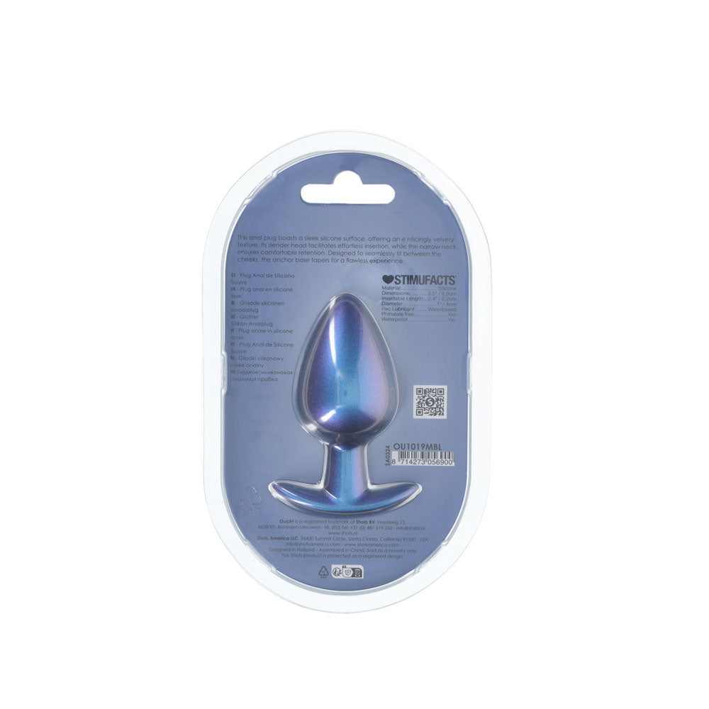 Ouch! Anal Plug Large Metallic Blue Metallic Blue 8.9 Cm Large Butt Plug
