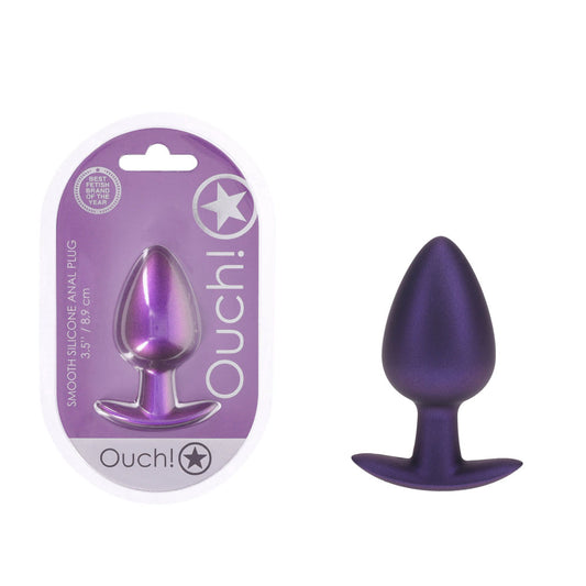 Ouch! Anal Plug Large Metallic Purple Metallic Purple 8.9 Cm Large Butt Plug
