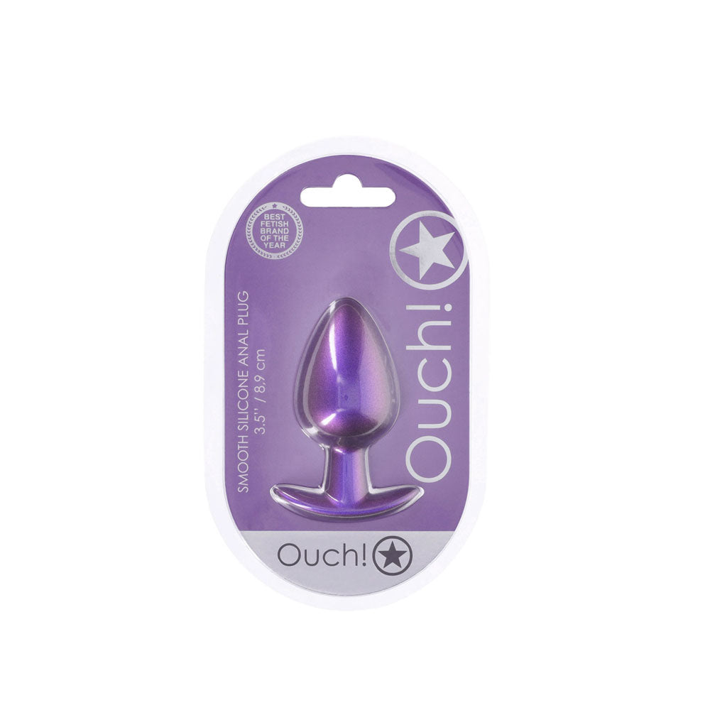 Ouch! Anal Plug Large Metallic Purple Metallic Purple 8.9 Cm Large Butt Plug