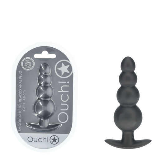 Ouch! Beaded Anal Plug Gun Metal Gun Metal Grey 11.7 Cm Butt Plug