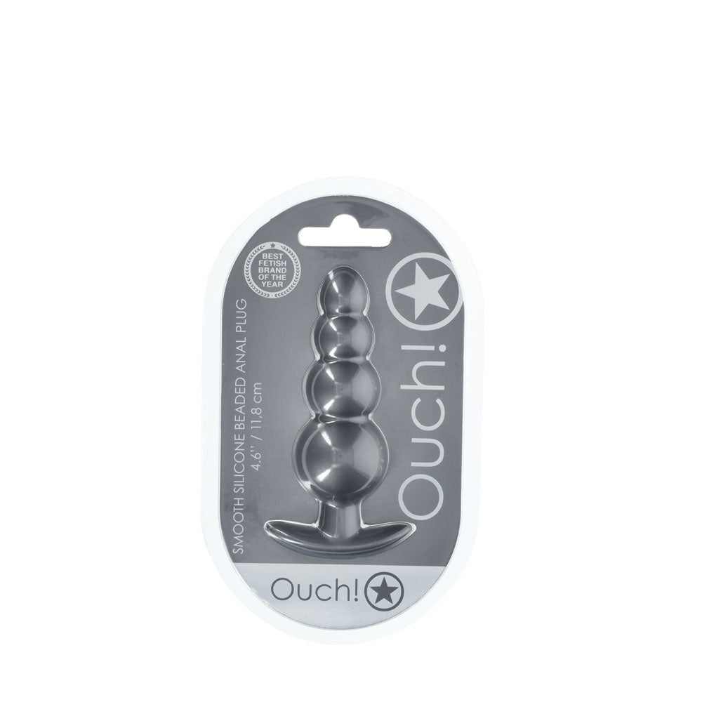 Ouch! Beaded Anal Plug Gun Metal Gun Metal Grey 11.7 Cm Butt Plug