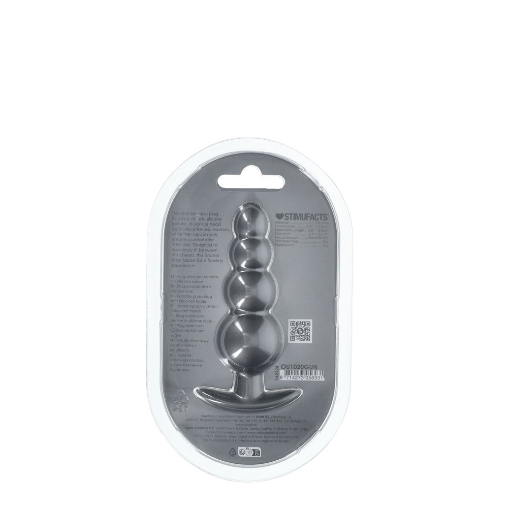Ouch! Beaded Anal Plug Gun Metal Gun Metal Grey 11.7 Cm Butt Plug