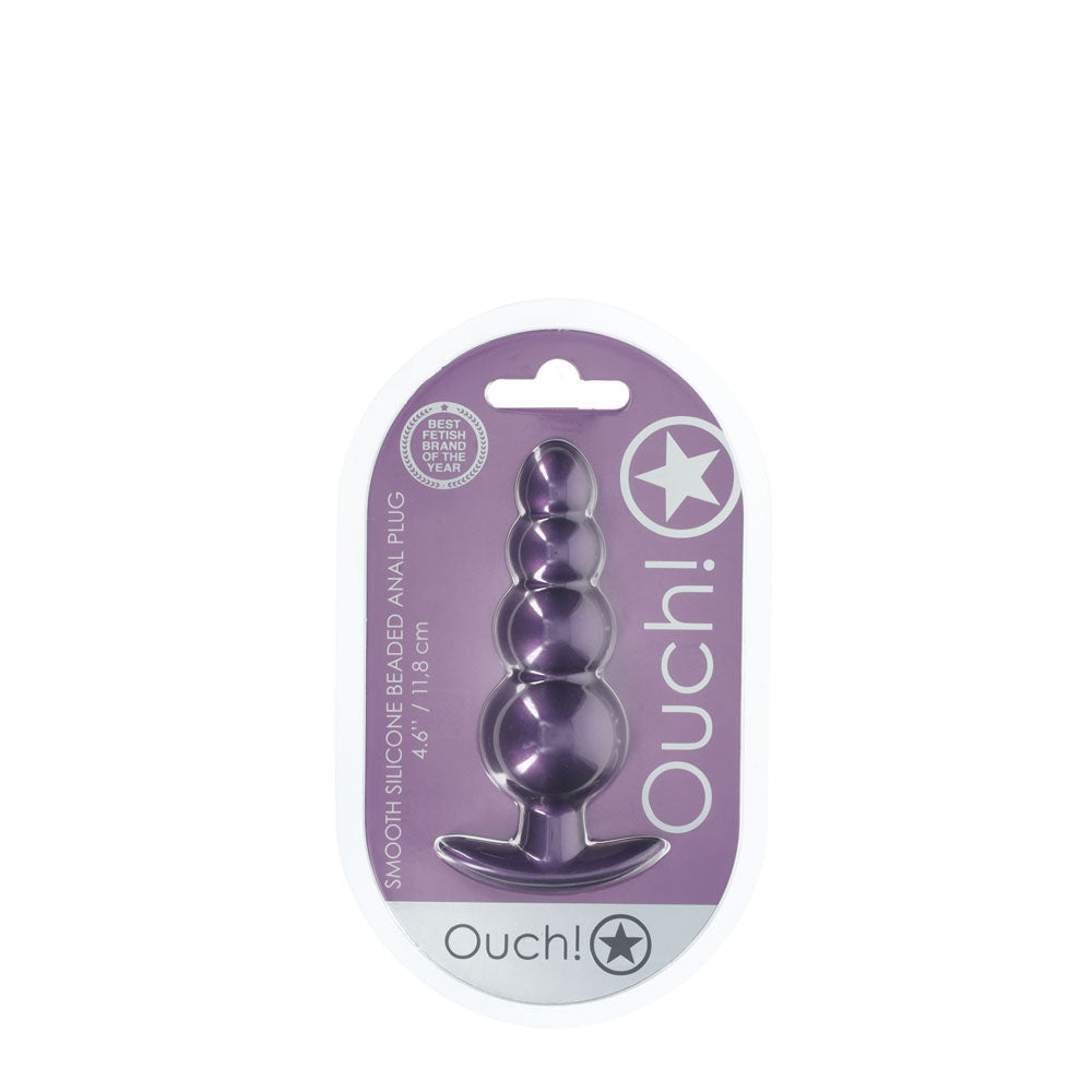 Ouch! Beaded Anal Plug Metallic Purple Metallic Purple 11.7 Cm Butt Plug