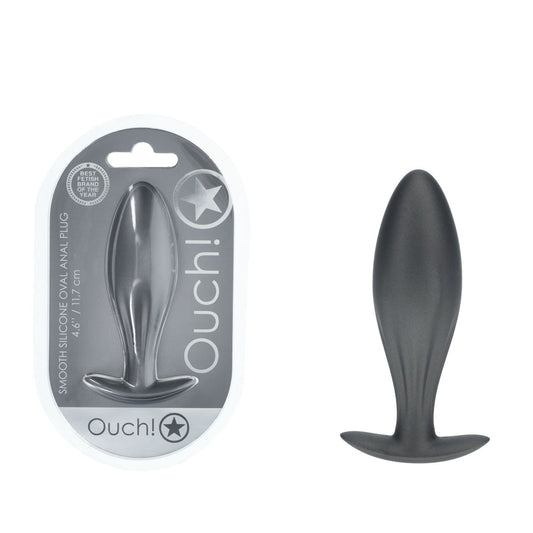Ouch! Oval Anal Plug Gun Metal Gun Metal Grey 11.7 Cm Butt Plug