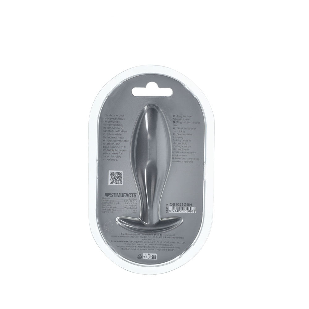 Ouch! Oval Anal Plug Gun Metal Gun Metal Grey 11.7 Cm Butt Plug