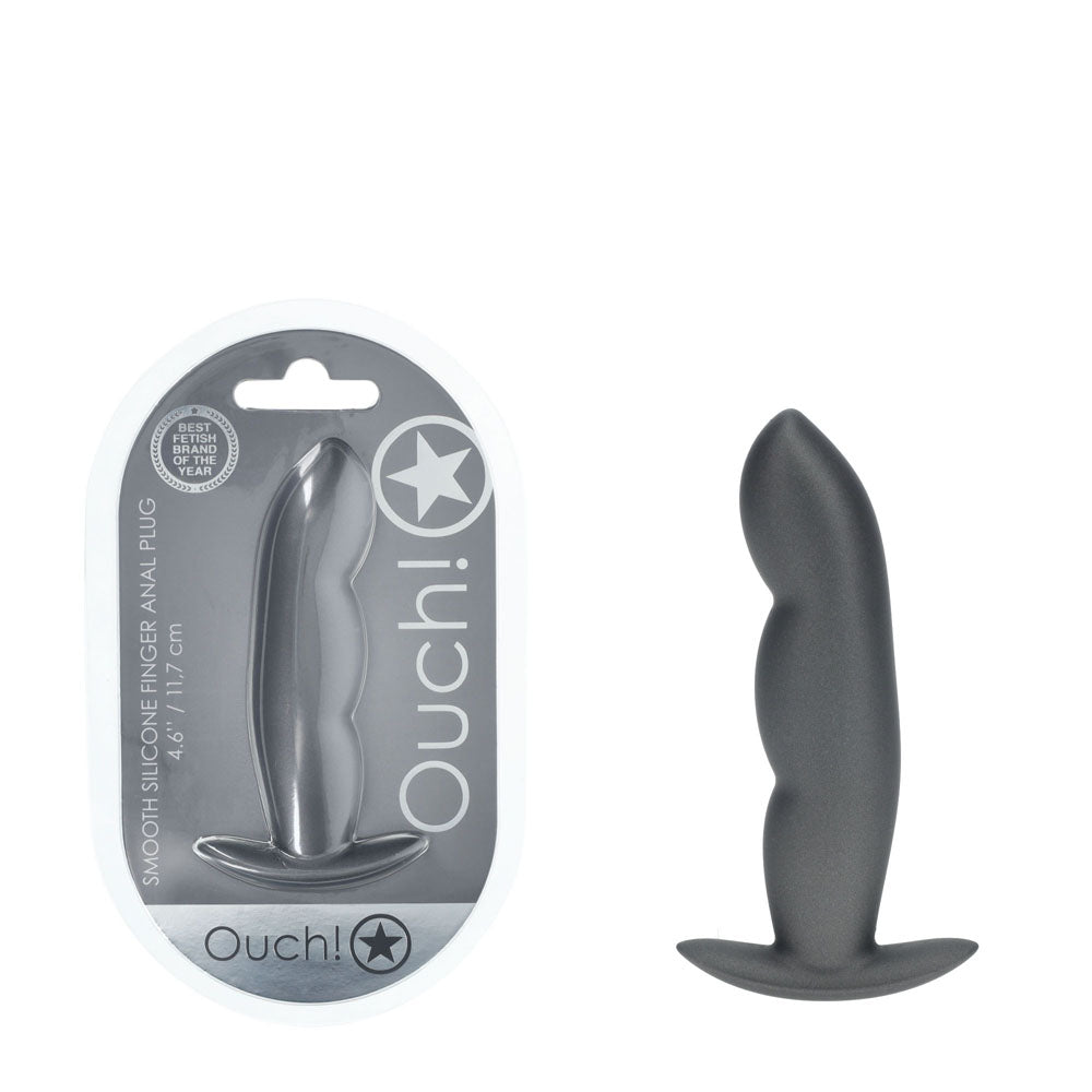 Ouch! Finger Anal Plug Gun Metal Gun Metal Grey 11.7 Cm Butt Plug