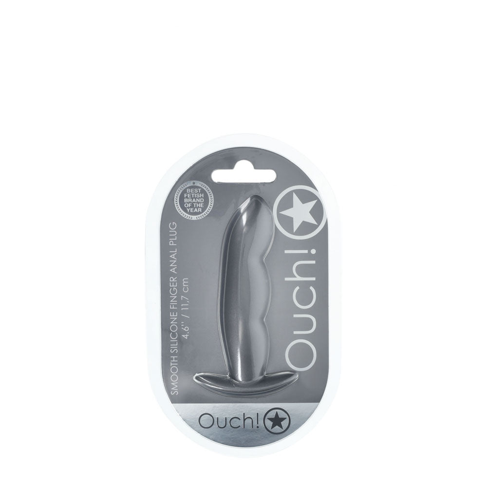 Ouch! Finger Anal Plug Gun Metal Gun Metal Grey 11.7 Cm Butt Plug