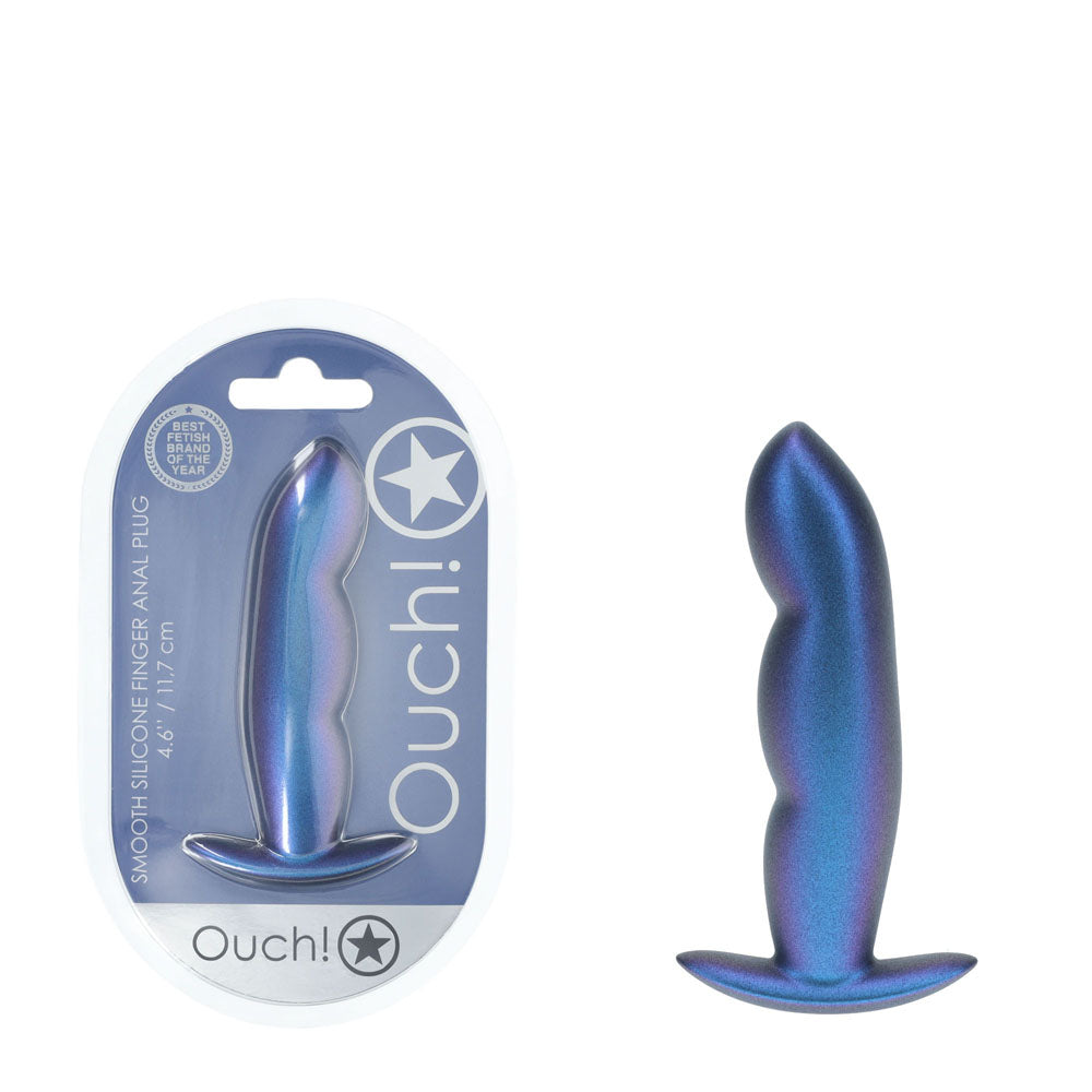 Ouch! Finger Anal Plug Metallic Blue Metallic Blue 11.7 Cm Butt Plug
