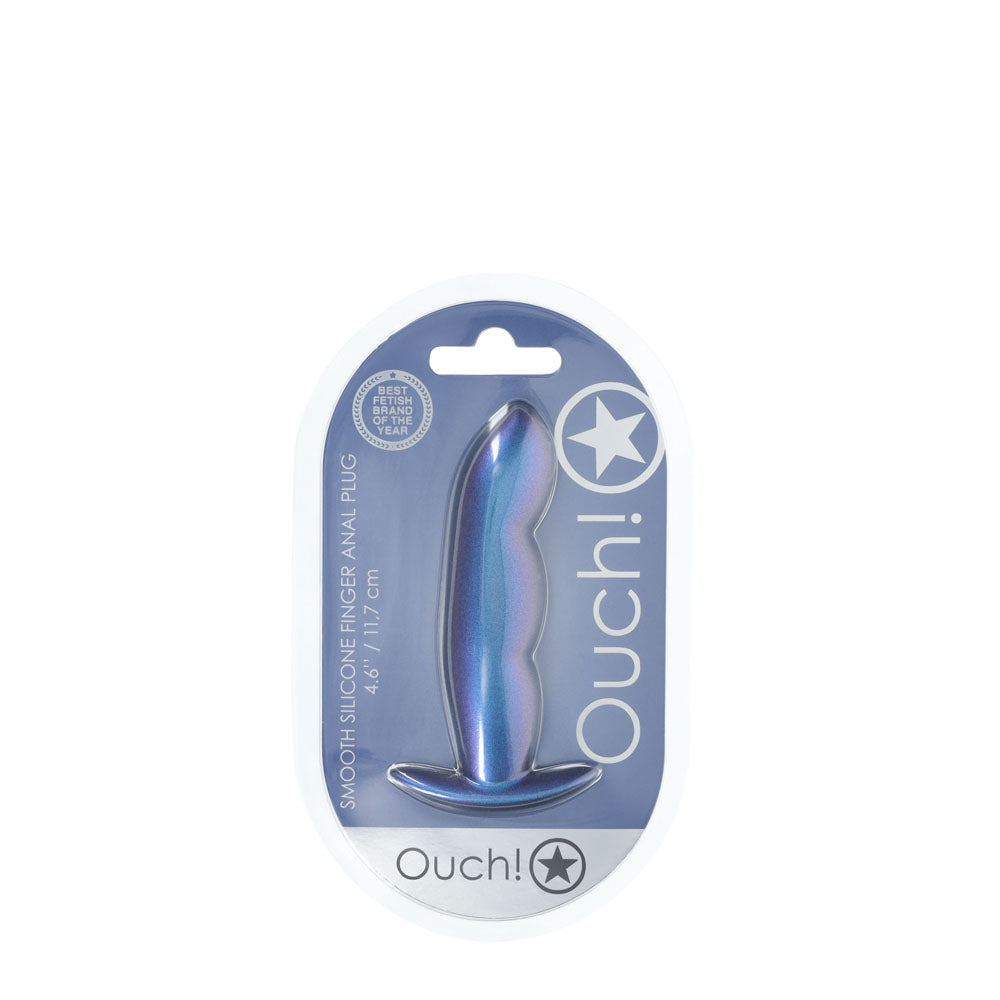 Ouch! Finger Anal Plug Metallic Blue Metallic Blue 11.7 Cm Butt Plug