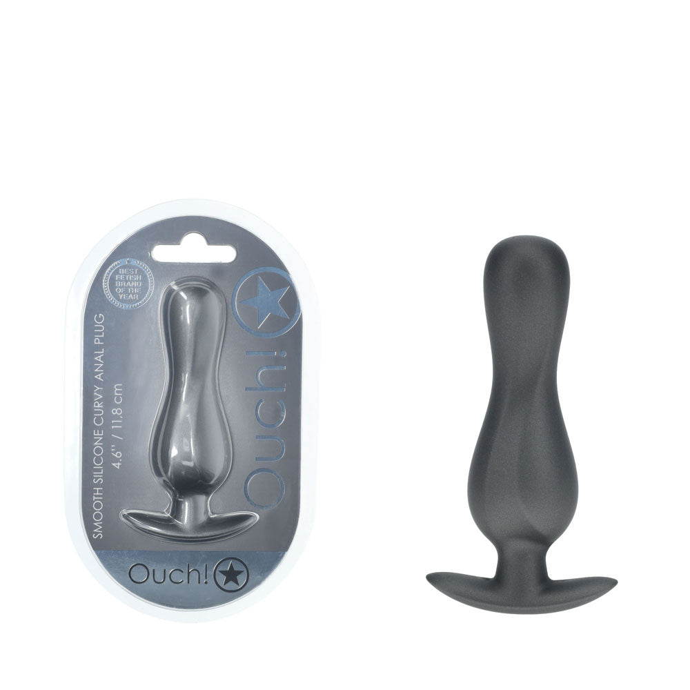 Ouch! Curvy Anal Plug Gun Metal Gun Metal Grey 11.7 Cm Butt Plug