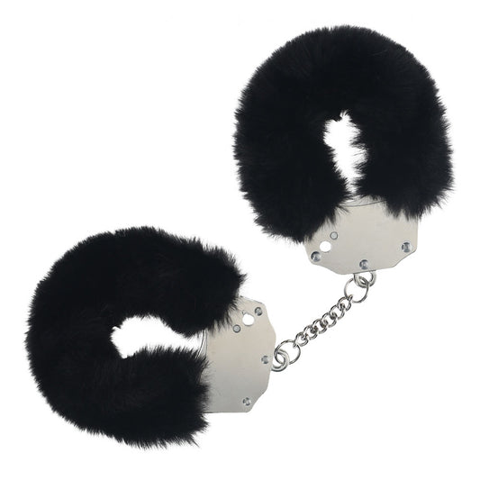 Ouch! Heavy Duty Fluffy Cuffs Black Black Fluffy Restraints